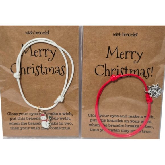 2 Pc. Women Adjustable Christmas Nylon Rope  Wish Bracelet (One Size) NWT - Picture 2 of 7